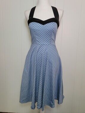 Dresstells Pin Up Dress Vintage Inspired Polka Dot Rockabilly Halter Swing XS